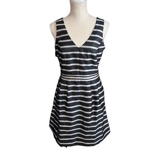 J Crew Black & Silver Striped Jacquard Mini Fit & Flare Party Dress Sz 4 NWT Zip
